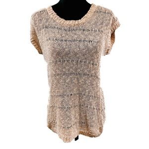 Cupio Pink Metallic Open Knit Warm Weather Sweater